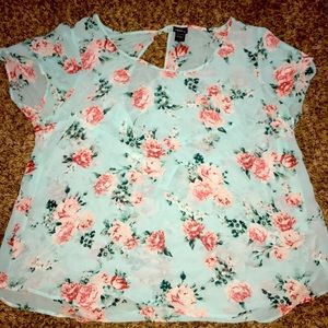 Torrid size 3 sheer floral print blouse